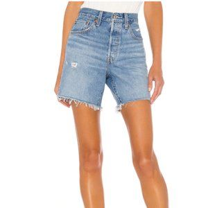 Levi's 501 Mid Thigh Short in Luxor Street Raw Hem